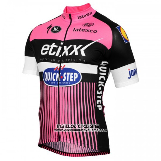 2016 Maillot Ciclismo Etixx Quick Step Rose et Noir Manches Courtes et Cuissard